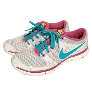 Nike Womens Size 9.5 Flex Experience Run‎ Pink Teal Low Top Running Sneakers